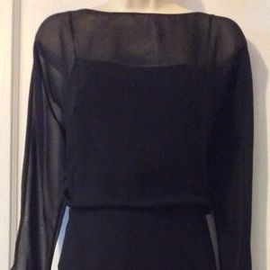 Black Silk Illusion-Shoulder Vintage ESCADA Dress